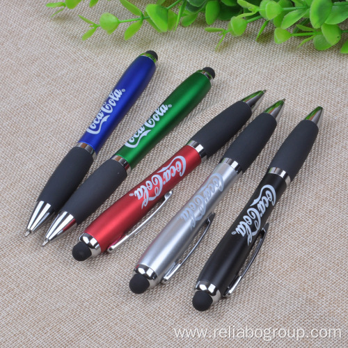 LED Light Rubber Grip Engraved Logo Ball Pen